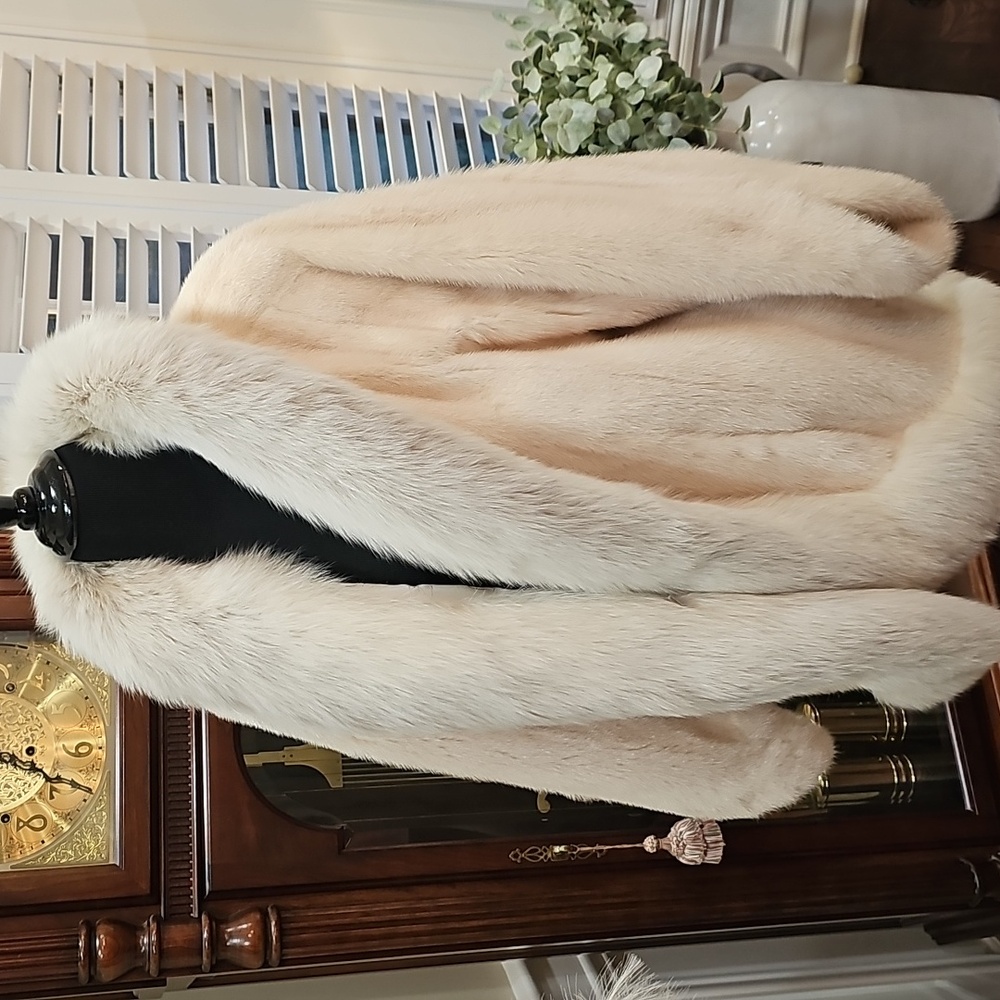 Gorgeous vintage Brown Shadow Mink Stroller with fox trim